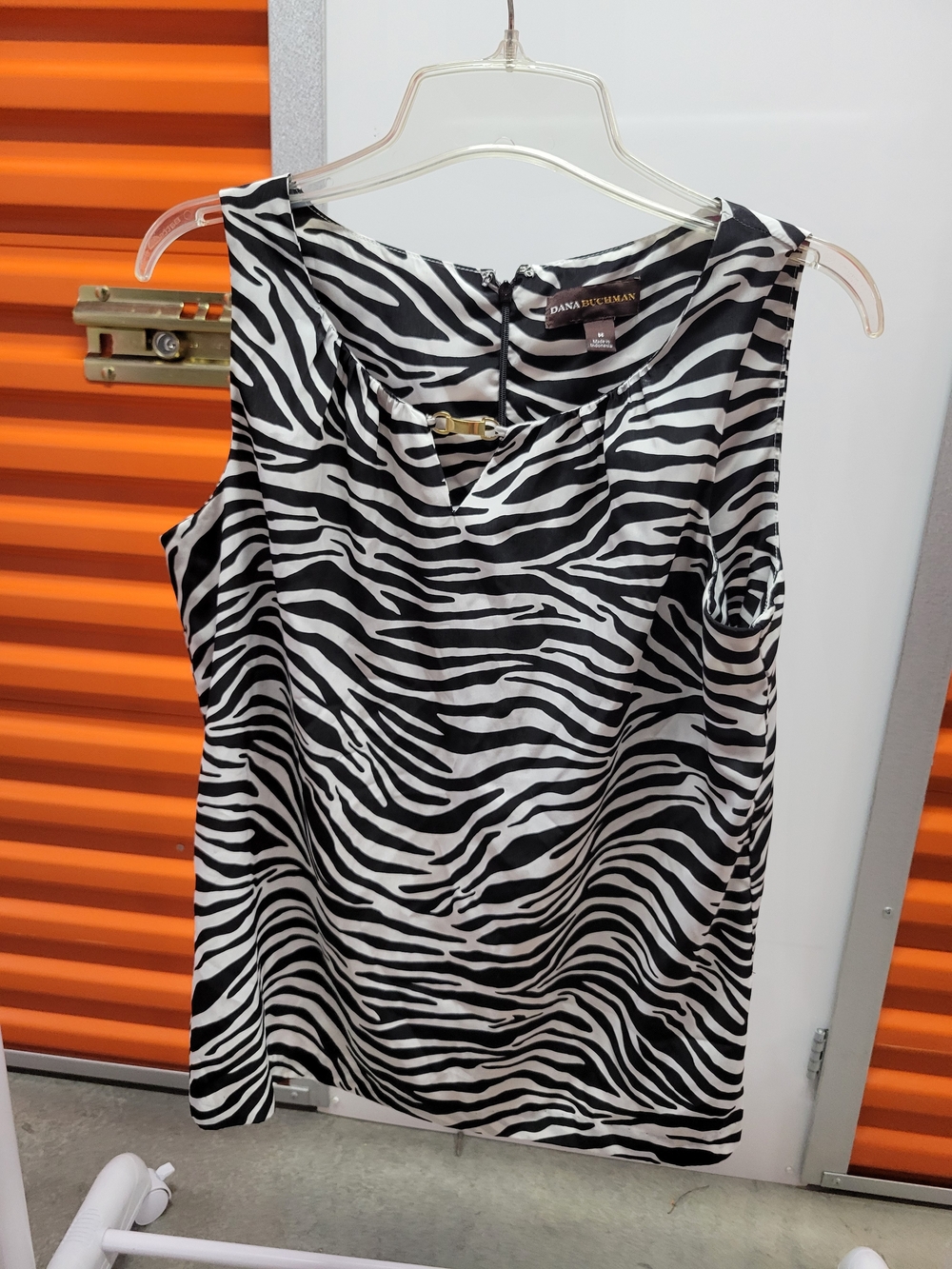 Dana Buchman Black and White Zebra-Print Sleeveless Camisole